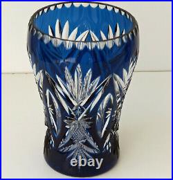 SAINT-LOUIS Vase en Cristal Doublé Bleu et Taillé vers 1920/30