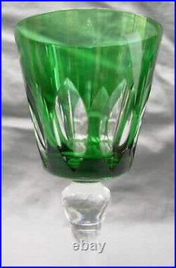 SAINT LOUIS superbe verre à pied en cristal coloré vert modèle JERSEY 19 cm