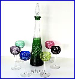 SERVICE A LIQUEUR Carafe + 6 Verres Cristal Taillé Doublé Couleur Saint-Louis SERVICE A LIQUEUR Carafe + 6 Verres Cristal Taillé Doublé Couleur Saint-Louis