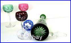SERVICE A LIQUEUR Carafe + 6 Verres Cristal Taillé Doublé Couleur Saint-Louis