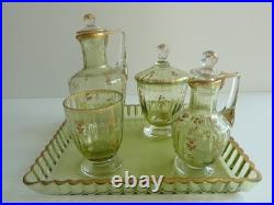 SERVICE DE NUIT en cristal teinté vert BACCARAT / DAUM / ST LOUIS /ST DENIS