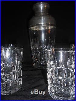 Shaker+ 6 Verres Vodka Cristal St Louis Metal Argenté Poinçonné Modèle Manhattan