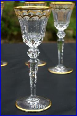 ST LOUIS Excellence 4 grands Verres à vin en cristal taillé doré H 22,4cm