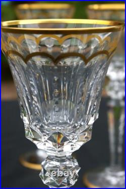 ST LOUIS Excellence 4 grands Verres à vin en cristal taillé doré H 22,4cm