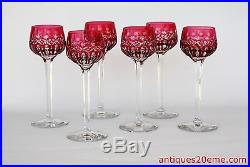 Série de 6 verres à vin du Rhin Roemer en cristal doublé de Saint Louis Traminer