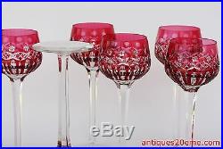 Série de 6 verres à vin du Rhin Roemer en cristal doublé de Saint Louis Traminer