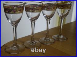 Saint Louis 4 Anciens Verres A Liqueur Cristal Gravure Gold Dorure Art Nouveau Saint Louis 4 Anciens Verres A Liqueur Cristal Gravure Gold Dorure Art Nouveau