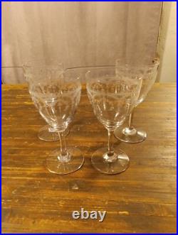 Saint Louis 4 Verres A Eau En Cristal Modèle Noël Gravé H 17cm (L5)