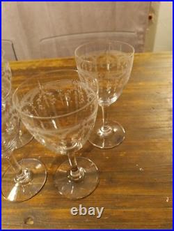 Saint Louis 4 Verres A Eau En Cristal Modèle Noël Gravé H 17cm (L5)