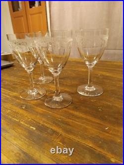 Saint Louis 4 Verres A Eau En Cristal Modèle Noël Gravé H 17cm (L5)