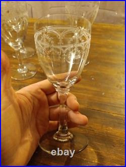 Saint Louis 4 Verres A Eau En Cristal Modèle Noël Gravé H 17cm (L5)