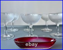 Saint Louis 6 Coupes Champagne En Cristal Massif Verres Grave Dégagé À L'acide Saint Louis 6 Coupes Champagne En Cristal Massif Verres Grave Dégagé À L'acide