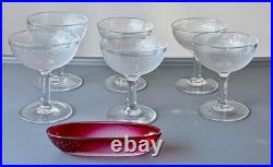 Saint Louis 6 Coupes Champagne En Cristal Massif Verres Grave Dégagé À L'acide