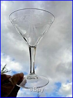 Saint Louis 6 Tall Sherbet Glasses Coupe A Champagne Cristal Gravé Empire 19éme