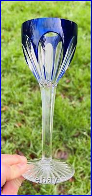 Saint Louis 6 Verres A Vin Roemer Cristal Taillé Doublé De Couleur Coloré Bleu