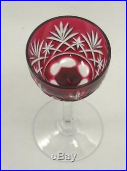 Saint Louis, 6 très beaux verres à liqueur rouges, modèle Massenet, parfait état