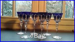 Saint Louis 6 verres en cristal de couleur bleu modèle Camargue en parfait état