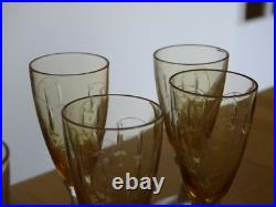 Saint Louis Ancien Service A Liqueur Cristal Orange Gravure Florale Art Nouveau