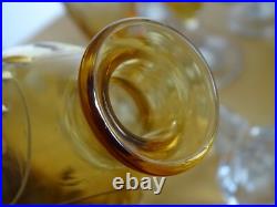 Saint Louis Ancien Service A Liqueur Cristal Orange Gravure Florale Art Nouveau