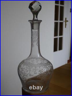 Saint Louis Ancienne Carafe A Vin Cristal Gravure Modele Metz Epoque 1920
