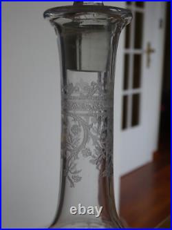 Saint Louis Ancienne Carafe A Vin Cristal Gravure Modele Metz Epoque 1920