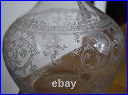 Saint Louis Ancienne Carafe A Vin Cristal Gravure Modele Metz Epoque 1920