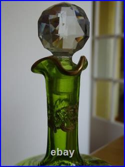 Saint Louis Ancienne Carafe Vert Liqueur Cristal Gravure Art Nouveau Talma Gold