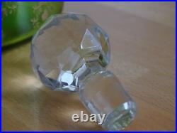 Saint Louis Ancienne Carafe Vert Liqueur Cristal Gravure Art Nouveau Talma Gold