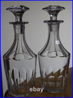 Saint Louis Ancienne Paire Carafes Cave A Liqueur Cristal Tailler Caton 19 Eme