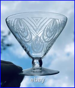 Saint Louis Astrid 4 Sherbet Glasses Coupe A Champagne Cristal Grave Art Deco
