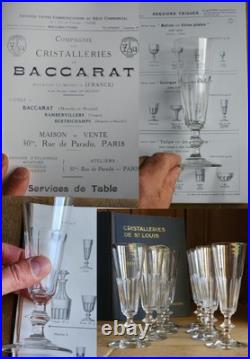 Saint Louis / Baccarat 8 Flutes A Champagne Modele Caton Art Deco