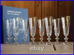 Saint Louis / Baccarat 8 Flutes A Champagne Modele Caton Art Deco