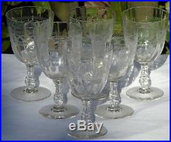 Saint Louis Baccarat Service 6 verres à eau cristal gravé à côtes vénitiennes