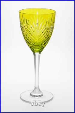 Saint Louis Chantilly verre Roemer cristal jaune taillé signé 23 cm Cristallerie