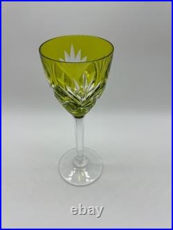 Saint Louis Chantilly verre Roemer cristal jaune taillé signé 23 cm Cristallerie