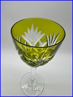 Saint Louis Chantilly verre Roemer cristal jaune taillé signé 23 cm Cristallerie