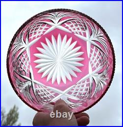 Saint Louis Coupe Saladier Centre De Table Cristal Taillé De Couleur Coloré Rose