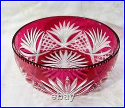 Saint Louis Coupe Saladier Centre De Table Cristal Taillé De Couleur Coloré Rose