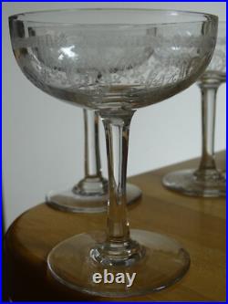 Saint Louis Cristal 4 Anciennes Coupes A Champagne Modele Noel Epoque 1920