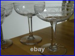 Saint Louis Cristal 4 Anciennes Coupes A Champagne Modele Noel Epoque 1920