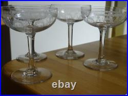 Saint Louis Cristal 4 Anciennes Coupes A Champagne Modele Noel Epoque 1920