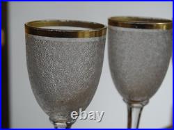 Saint Louis Cristal 4 Anciens Verres A Liqueur Art Nouveau Decor Givre Moire Or