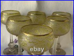 Saint Louis Cristal 6 Anciens Verres A Vin Art Nouveau
