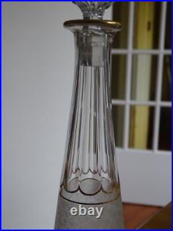 Saint Louis Cristal Ancienne Carafe A Liqueur Art Nouveau Modele Decor Givre Or