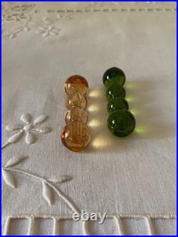 Saint Louis France 2 Porte- Couteaux Cristal/ Ambre Emeraude Modèle Bubble