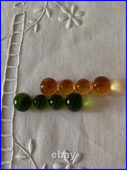 Saint Louis France 2 Porte- Couteaux Cristal/ Ambre Emeraude Modèle Bubble