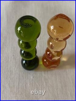 Saint Louis France 2 Porte- Couteaux Cristal/ Ambre Emeraude Modèle Bubble