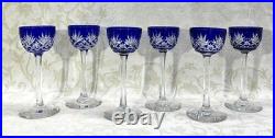 Saint Louis Massenet 6 Verres Roemer A Liqueur Cristal De Couleur Coloré Bleu