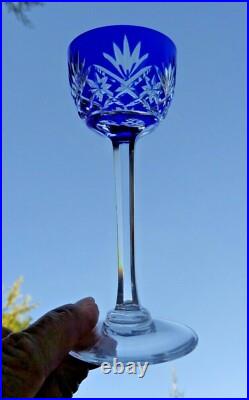 Saint Louis Massenet 6 Verres Roemer A Liqueur Cristal De Couleur Coloré Bleu