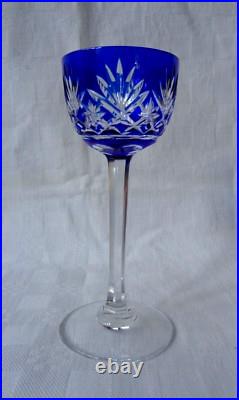 Saint Louis Massenet 6 Verres Roemer A Liqueur Cristal De Couleur Coloré Bleu